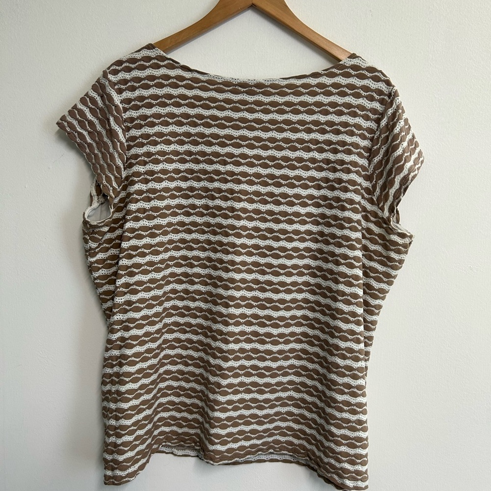 Roz & Ali‎ Women's 3X Pullover Top Lined Textured Cap Sleeve Business Casual - Picture 2 of 11